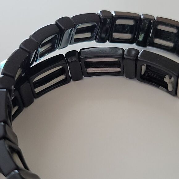 Bracelets Black Crystal Aurora Borealis Stretch Bracelets Set of 2 #0036 - Picture 12 of 13